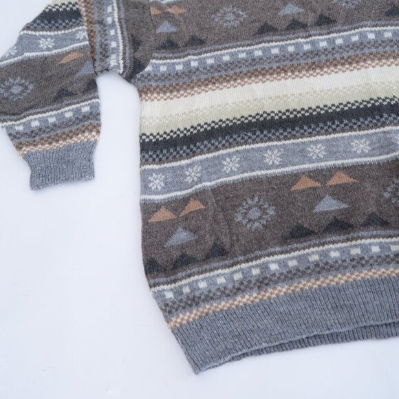 VTG Marks & Spencer By St Michael Blue Taupe Geometric Shape Crewneck Sweater M - Picture 6 of 10